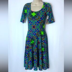 Brand New fit and flare LuLaRoe Blue and Green Dress.